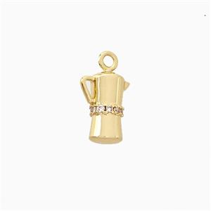 Copper Coffee Pot Pendant Pave Zirconia Gold Plated, approx 5-10mm