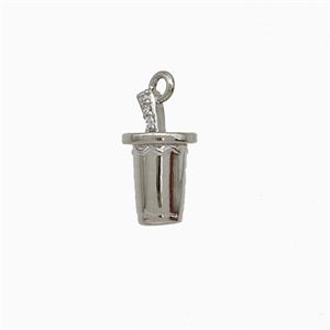 Ice Cream Bottle Drink Cup Charms Copper Pendant Pave Zirconia Platinum Plated, approx 4-12mm