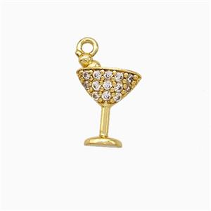Martini Drink GlassCup Charms Copper Pendant Pave Zirconia Gold Plated, approx 9-10mm