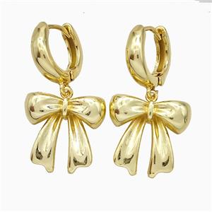 Copper Bowknot Hoop Earrings Gold Plated, approx 17-19mm, 15mm dia