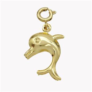 Copper Dolphin Pendant Gold Plated, approx 15-18mm, 6mm dia