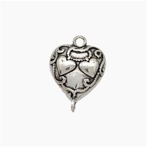 Copper Heart Connector Antique Silver, approx 11-12mm