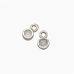 Copper Coin Pendant Pave Zirconia Platinum Plated, approx 4mm