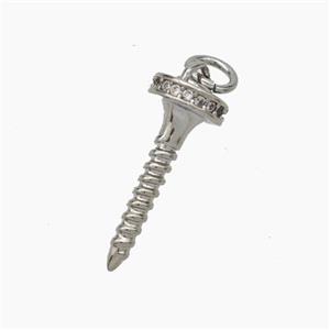 Copper Nail Pendant Pave Zirconia Platinum Plated, approx 7-17mm