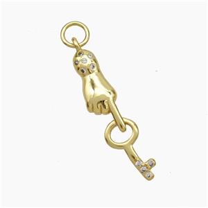 Copper Hand Key Pendant Gold Plated, approx 6-26mm