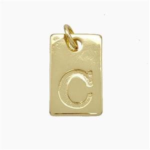 Copper Card Pendant Letter-C Gold Plated, approx 10-16mm