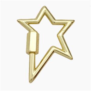 Copper Carabiner Clasp Star Gold Plated, approx 21-28mm