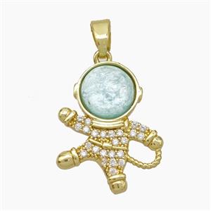 Copper Astronaut Pave Zirconia Acrylic Gold Plated, approx 16-20mm