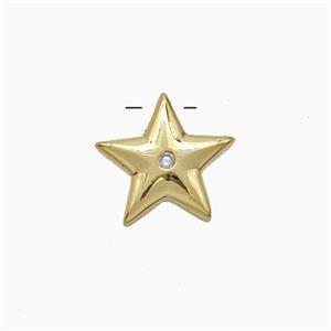 Copper Star Pendant Pave Zirconia Gold Plated, approx 12mm