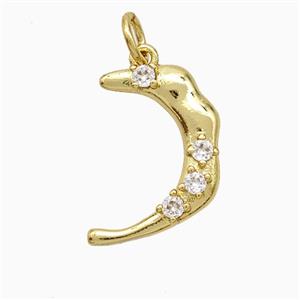 Copper Moon Pendant Pave Zirconia Gold Plated, approx 12-18mm