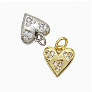 Copper Heart Pendant Pave Zirconia Mixed, approx 11mm