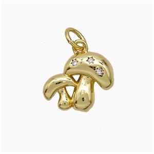 Copper Muchroom Pave Zirconia Gold Plated, approx 11-13mm