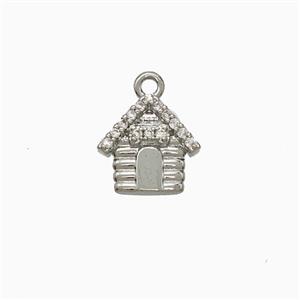 Copper House Pendant Pave Zirconia Platinum Plated, approx 10mm