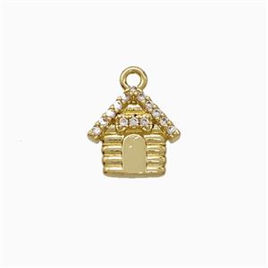 Copper House Pendant Pave Zirconia Gold Plated, approx 10mm