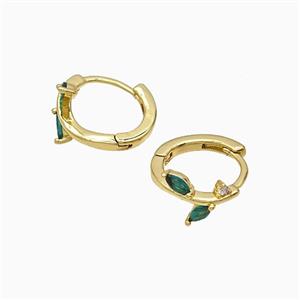 Copper Leaf Hoop Earrings Pave Crystal Glass Gold Plated, approx 14mm dia