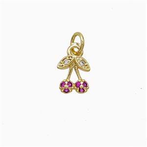 Copper Cherry Pendant Pave Zirconia Gold Plated, approx 8mm