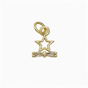 Copper Star Pendant Pave Zirconia Gold Plated, approx 9mm