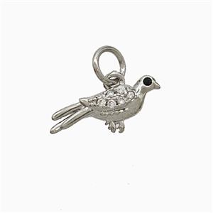 Copper Birds Pendant Pave Zirconia Platinum Plated, approx 7-15mm