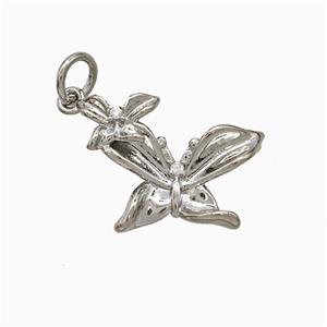 Copper Butterfly Pendant Pave Zirconia Platinum Plated, approx 12-17mm