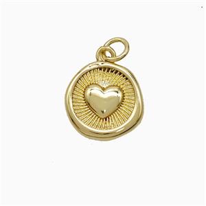 Copper Heart Pendant Circle Gold Plated, approx 13mm
