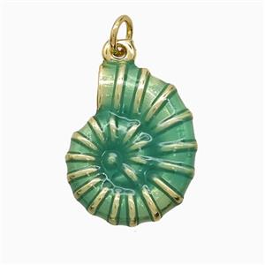Copper Spiral Shell Pendant Green Painted Gold Plated, approx 15-20mm