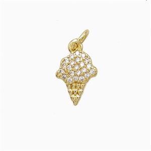 Ice Cream Cone Charms Copper Pendant 18K Gold Plated, approx 8-11mm