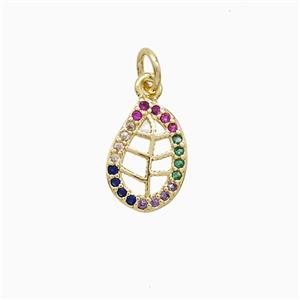 Copper Leaf Pendant Pave Zirconia 18K Gold Plated, approx 9-13mm