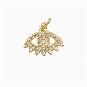 Copper Eye Pendant Pave Zirconia 18K Gold Plated, approx 8-14mm
