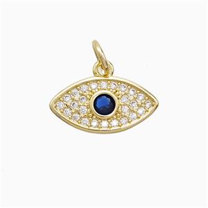 Copper Eye Pendant Pave Zirconia 18K Gold Plated, approx 8-15mm