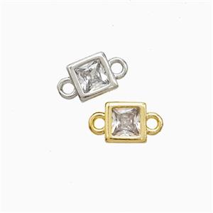 Copper Square Connector Pave Zirconia Mixed, approx 6mm