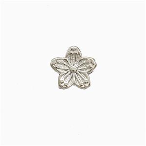 Copper Flower Beads Platinum Plated, approx 7.5mm
