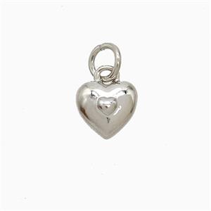 Copper Heart Pendant Platinum Plated, approx 8mm