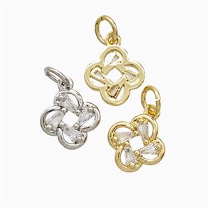 Copper Clover Pendant Pave Zirconia Mixed, approx 10mm