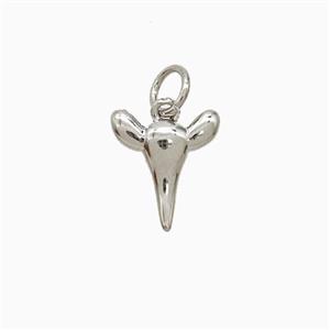 Copper Bullhead Pendant Platinum Plated, approx 10mm