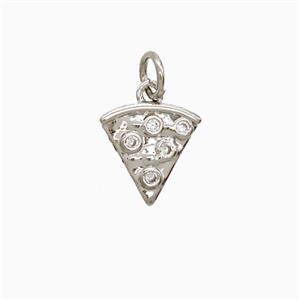 Copper Pizza Slice Pendant Pave Zirconia Platinum Plated, approx 10mm