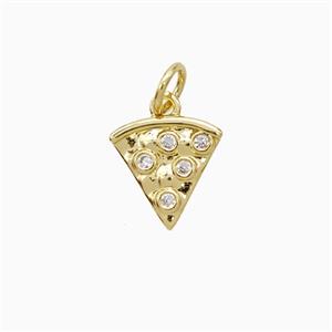 Copper Pizza Slice Pendant Pave Zirconia Gold Plated, approx 10mm