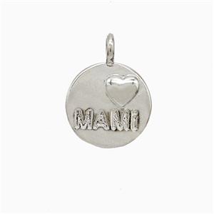 Copper MAMI Heart Pendant Platinum Plated, approx 12mm