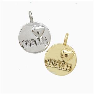 Copper MAMI Heart Pendant Mixed, approx 12mm