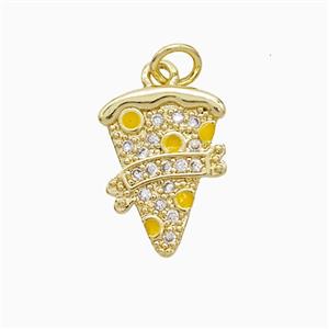 Ice Cream Charms Copper Cup Pendant Pae Zirconia Yellow Enamel Gold Plated, approx 12-16mm