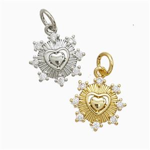 Copper Heart Pendant Pave Zirconia Mixed, approx 12mm