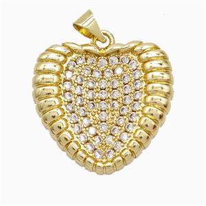 Copper Heart Pendant Pave Zirconia Gold Plated, approx 22mm