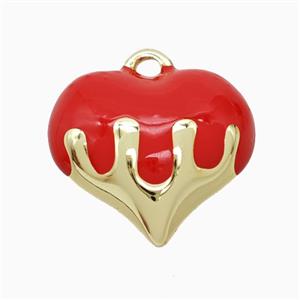 Copper Heart Pendant Red Enamel Gold Plated, approx 20mm