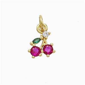 Copper Cherry Pendant Pave Zirconia Gold Plated, approx 8mm