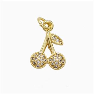 Copper Cherry Pendant Pave Zirconia Gold Plated, approx 10-13mm