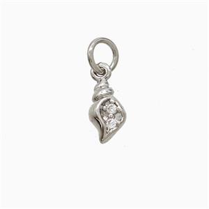 Copper Conch Shell Pendant Pave Zirconia Platinum Plated, approx 5-8mm