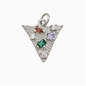 Copper Triangle Pendant Pave Zirconia Platinum Plated, approx 15mm