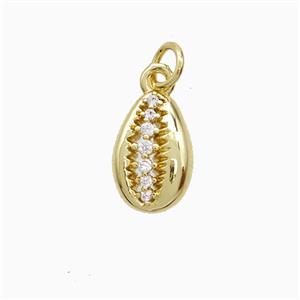 Copper Conch Shell Pendant Pave Zirconia Gold Plated, approx 8-12mm