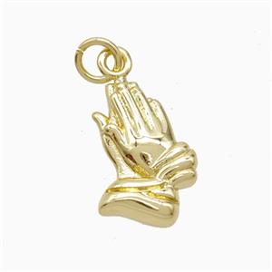 Copper Prayer Hand Pendant Gold Plated, approx 10-17mm