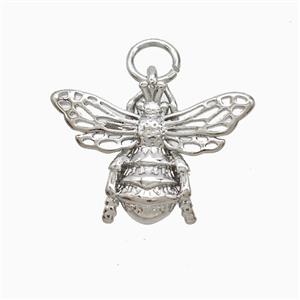 Copper Honeybee Pendant Platinum Plated, approx 13-18mm