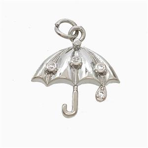 Copper Umbrella Pendant Pave Zirconia Platinum Plated, approx 16-17mm